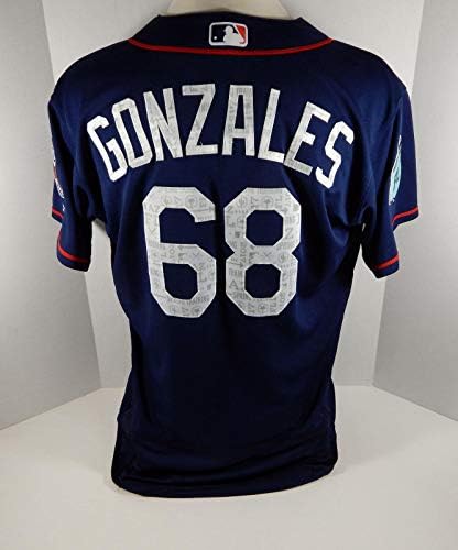 2017 Minnesota gêmeos Benji Gonzales 68 Jogo emitido Jersey de treinamento de primavera azul - jogo usado camisas MLB