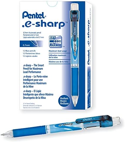 Lápis mecânicos Pentel® E-Sharp ™, 0,5 mm, 72% reciclados, preto, pacote de 12