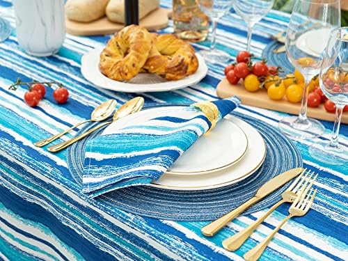 Tala de mesa ao ar livre - Talha de mesa de retângulo de 60 x 84 polegadas - Capa de mesa livre de rugas à prova d'água com zíper e guarda -chuva para decorações, piqueniques e festas da primavera