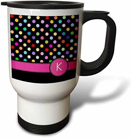 3drose letra k monograma em padrão de bolinhas de arco -íris com rosa quente