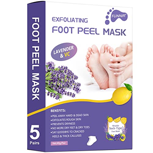 FUNNIR PEEL PEEL MASK ICLOLIANT PARA DESCOLAR CALUS, esfoliante natural para pele morta seca, calo, reparo saltos ásperos toque suave - 5 par