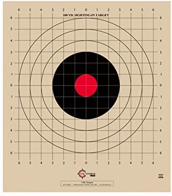 Chltargets.com St-3, 100 jardas, alvo de avistamento de rifle, grade de 1 polegada, papel de tábua