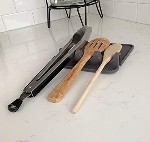 REST RESTENTE DE SILICONE UTENSIL BY KASIAN HOUSE-Colher de cozinha de cozinha extra grande com pinça, suportes de utensílios para