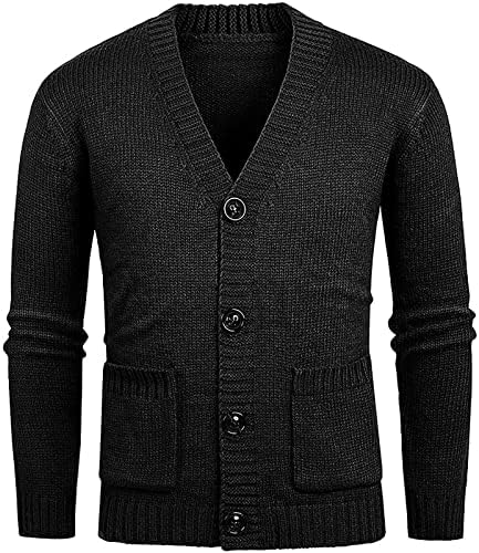 Viagem em V Travel Open Front Sweater Mens mais quente Jersey Fit Sulters Solid Butrow Up Up Modern Autumn Manga longa Longa