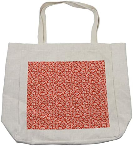 Bolsa de compras floral de Ambesonne, esboços abstratos de estilo nouveau com caules e folhas em cores quentes, bolsa reutilizável