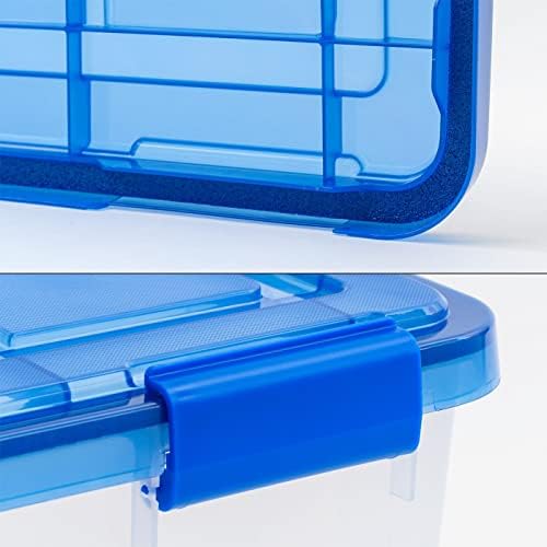 Comgas 60 Quarket Caixa de armazenamento de plástico transparente com tampa, azul, conjunto de 4