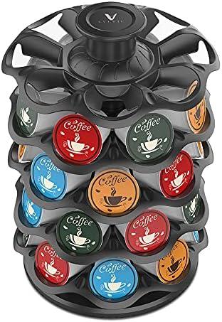 Everie vertical Rotray Coffee POD Carrossel Organizer compatível com 40 Keurig K Cup PODS, KRS4002S-BLK