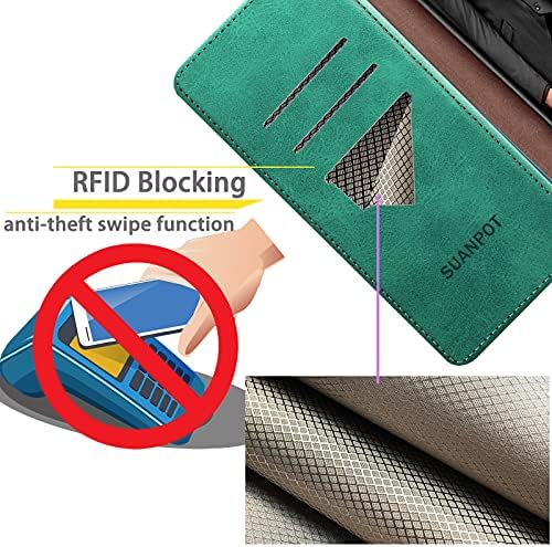 Suanpot para o Samsung Galaxy A12 com RFID Bloqueio de couro Caixa de carteira de couro, Flip Folio Book Case Caso à prova