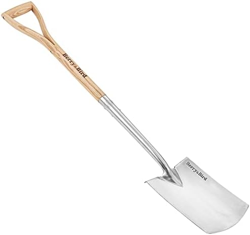 Berry & Bird Digging Spade, Spade de borda de aço inoxidável de 43 , pá de plana quadrada de serviço pesado com alça de grip de