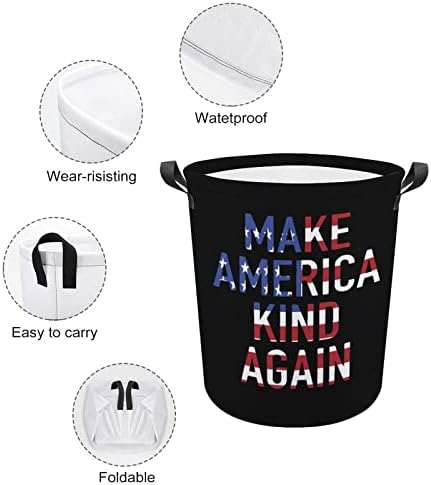 Faça da América Kind Again Laundry Cestas com alças Roundable Roundable Roundable Hampers Storage Bag Organizer