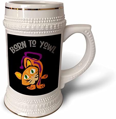 3drose engraçado fofo pop art calico Cat nascido em yowl pun cartoon - 22oz de caneca