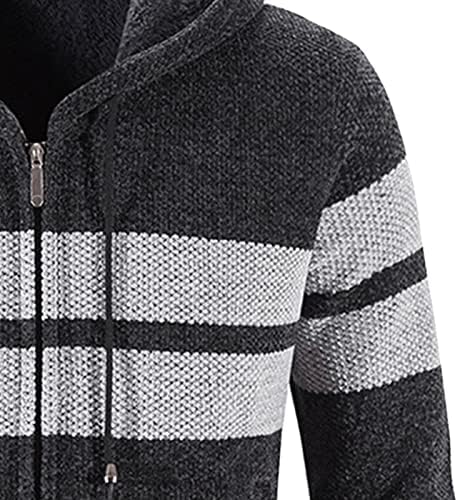 Cardigan suéter de malha de zíper de zíper masculino Bloco de lã de lã de com capuz de moletom com capuz de moleto de manga longa