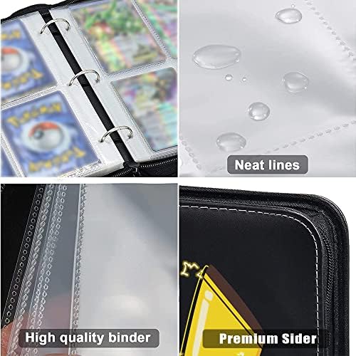 Binder Trading Card para Cards Binder 4 Pocket, Holder de álbum de coletores de cartões com mangas possui 400 cartas,