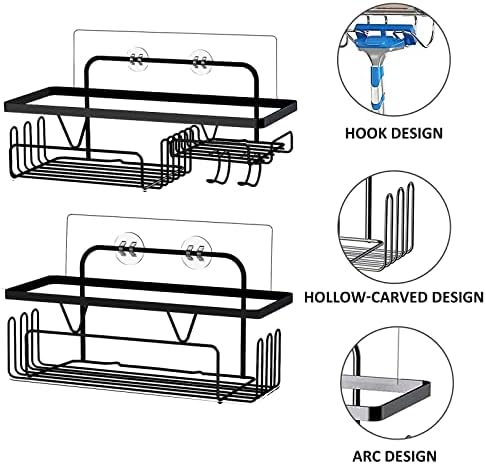 HOMLYNN 2 Pack Shower Caddy Shelf Basket, sem prateleira de chuveiro de perfuração com 4pcs adesivo sem trace