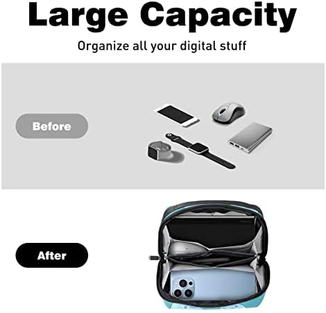 Organizador eletrônico Small Travel Cable Organizer Bag para discos rígidos, cabos, carregador, USB, cartão SD, baleia azul de desenho animado