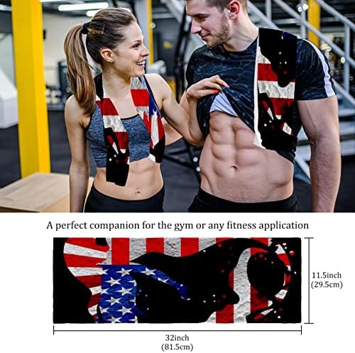 Guerotkr 2 PCs, toalha de ioga, toalhas de ginástica, toalha de tapete de ioga, toalhas de treino para suor, bandeira americana