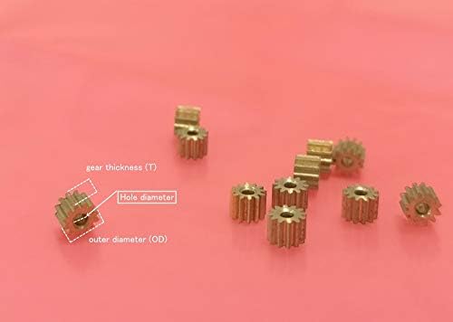 ZhengGuifang ZGF-BR 10PCS 12t engrenagens de cobre de metal 0,3m/0,32m 1/1,5/1.6/2mm Diâmetro da engrenagem de redução de diâmetro