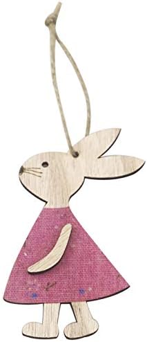 Decoração de coelho decoração de páscoa decoração de madeira pingente de madeira 1pc decoração pendura guirlanda de contas