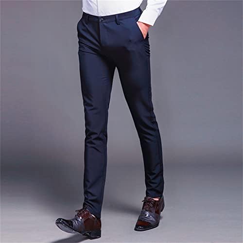 Maiyifu-gj masculino elegante malha de calça sólida clássica clássica fit