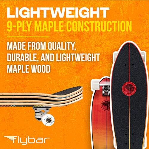 Placas de cruzador de skate de flybar - 24 ” - 27,5 Strong 7 Ply canadense Maple Skates Complete - Wheels PU de 60 mm com rolamentos de alta velocidade ABEC 9