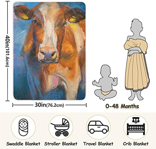 Pintura de vaca unissex fofo cobertor de bebê para criança cobertor de criança para creche com cobertor de segurança de material