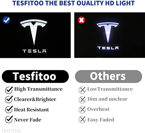 Tesfitoo 2023 Atualizou luzes da porta do carro do carro Tesla HD Fadeless HD LOGO DE PODELO DE PODELO DE PODELO DE VIDRO