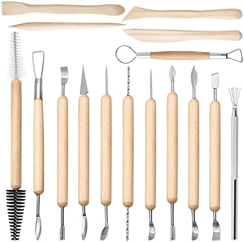 16 PCS Ferramentas de escultura de argila, Findtop Pottery Clay Sculpting Tool Conjunto de ferramentas de modelagem de textura de