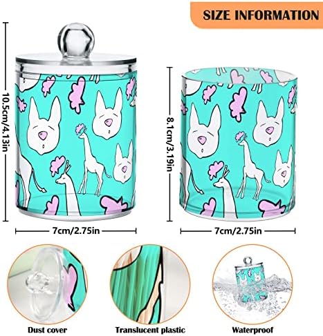 Yyzzh Funny Giraffe Padrão Cartoon Face Cloud rosa On Blue 2 Pack Pack Qtip Dispenser para algodão Swab Ball Round Pads Flet