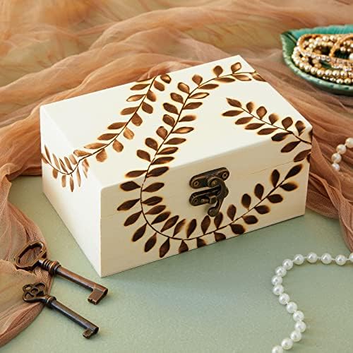 Caixa de madeira inacabada de 5 peças com tampa articulada para artesanato, pintura, ninho de madeira, caixa judia