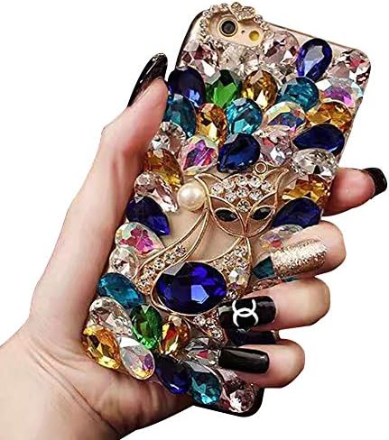 Ostop Bling Diamond Case Compatível com LG K92 5G Case de strass de cristal, Sparkle Full Stones Clear Glitter Homemade 3D Fox Animal