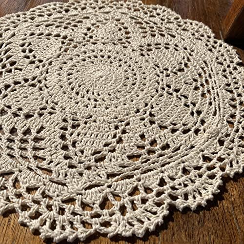 Vanyear feita de crochê artesanal para craques de toalha de toalha para lenços de mesa para mesa de jantar cor bege de 12 polegadas de 12 polegadas