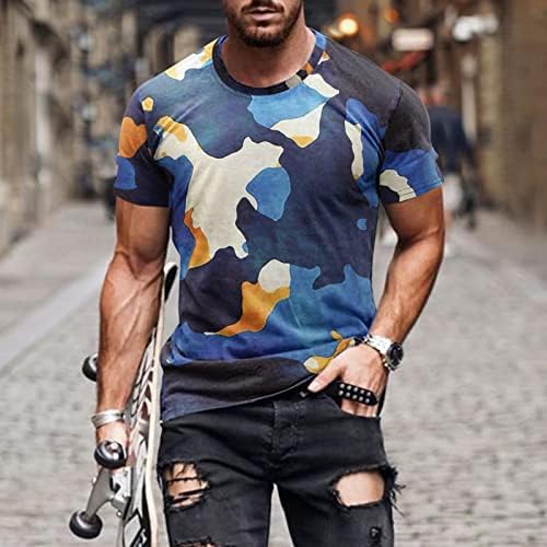 XXBR SOLIDADE TOHAS DE MANAGEM CURTA DE MANEIRA PARA Mens, Camufeca de verão Camiseta Camista Athletic Muscle Workout Camouflage Tee