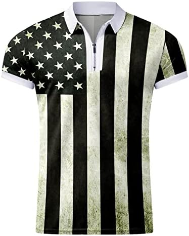 XXBR ZIPPER CHAMISTAS Polo para homens, Independence Day Bandle Sport Sport Casual Short Sleeve Stars and Stripes Tops