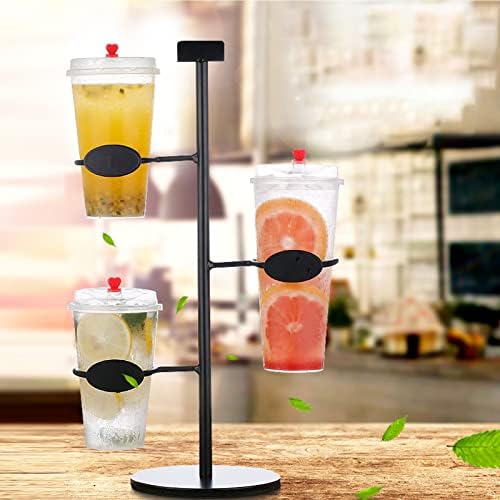 Zerodis Cup Holder Cup Holder 3 Hole Stand Material de ferro simples e elegante Aparência negra para restaurante, casa, loja de