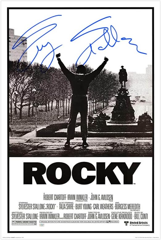 Sylvester Stallone autografou Rocky Single-fates 24x36 Filme Poster