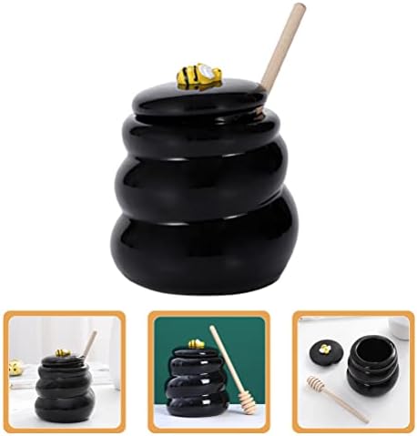 Jarra de cerâmica de panela de cabine de cabilock com contêiner de jarra de tampa da tampa para mel em casa