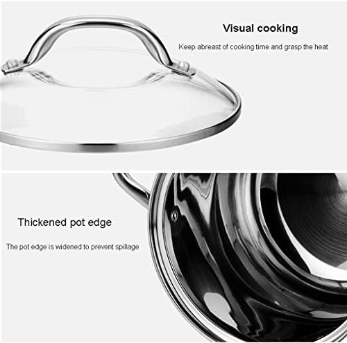 SJYDQ Sopa de aço inoxidável Poto de sopa, cobertura de vidro composta composta composta composta, estrutura de 2 camadas