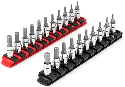 Tekton 1/4 no Dr. Hex Bit Socket Set, 21 peças com trilhos | SHB90202