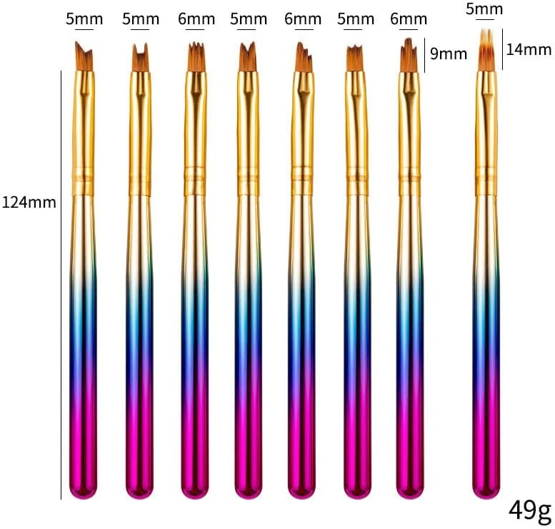 Lukeo 8pcs/conjunto Gel Gradient Gradiente Metal Pincel irregular Arte da unha Pintura acrílica Desenho de caneta DIY