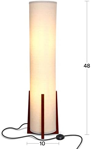 Brightech Parker Led Floor Lamp, lâmpada de 48 polegadas de altura com moldura de madeira, lâmpada asiática de design para quarto, lâmpada decorativa de sombra de torre para salas e escritórios, ótima sala de estar