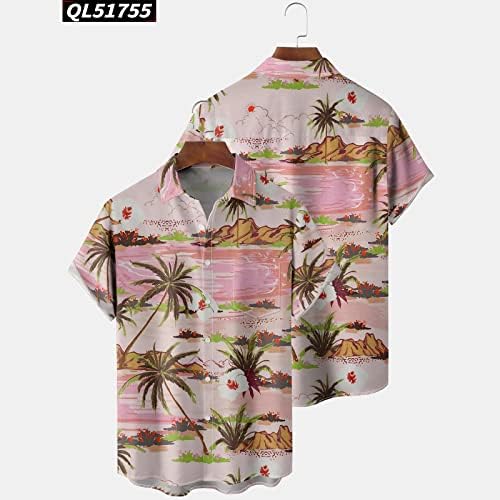 Camisa de verão bmisegm t para homens flores de mangas curtas de manga curta ao estilo de praia de verão masculino