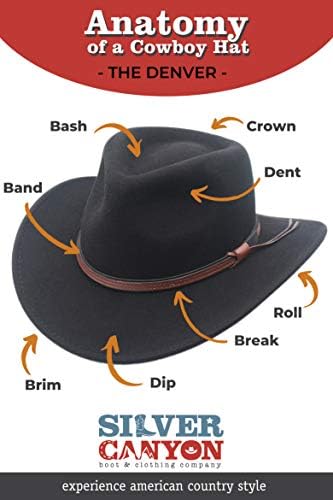 Denver Crushable Wool Felt Outback Western Style Cowboy Hat de Silver Canyon