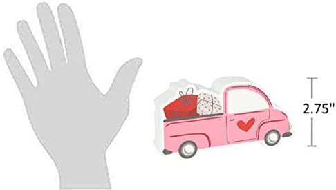 Collins pintando rosa coração picape caminhão cutil prateleira de prateleira - decoração de mesa de madeira fofa para decoração de casa dos namorados