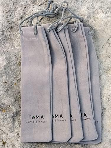 TOMA 5-PACK de sacos de palha de cordão de veludo cinza com logotipo TOMA