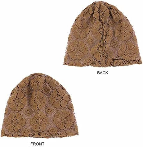 BDDVIQNN WOMENS Baggy Soft Slouchy Feanie Hat Women Women Mesh dobrável Mada artesanal de renda flora