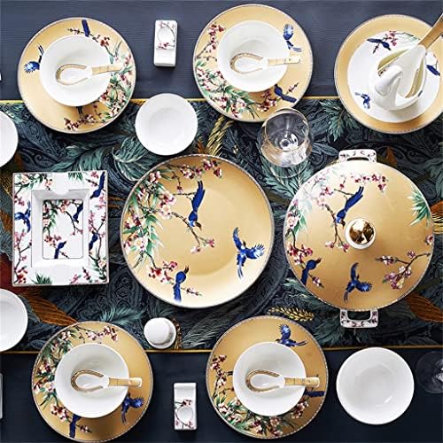 Houkai 60 peças de utensílios de mesa de mesa cerâmica tigela de mesa e placa tigela e conjunto de placas
