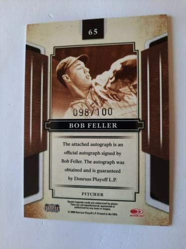 2008 Donruss Americana Sports Legends 65 Bob Feller Mirror Red Auto 098/100 + - Baseball Slabbed Cartis autografados