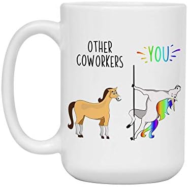 Presentes engraçados para colegas de trabalho - outros colegas de trabalho Unicorn vs Horse Gag Coffee Caneca - Apreciação