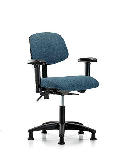 Labtech Seating LT41504 Faixa de mesa Cadeira de altura Base de nylon, inclinação, braços, planícios, azul