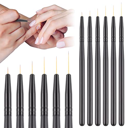 Torokom 6pcs unhas arte pincelas de pincel de unhas finas de unhas de unhas listras para pregos para unhas Pintura de pintura